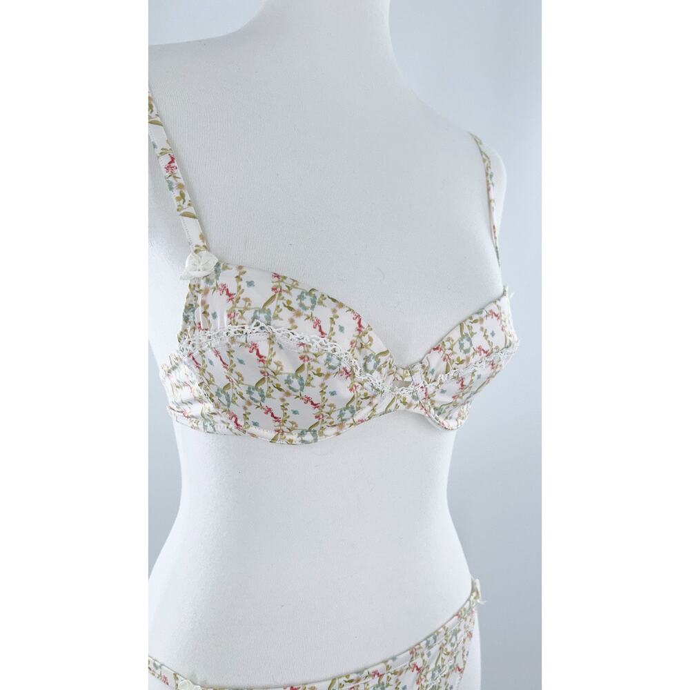 Christian Dior Floral Intimate Set Cream Underwire 2 Piece Size 32B/Small - Picture 3 of 6